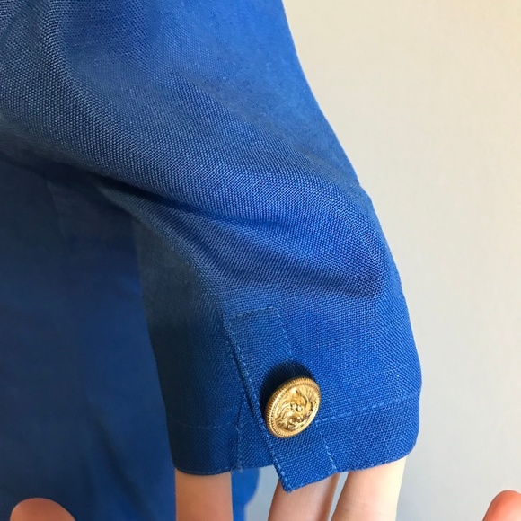 Vintage 80s Adele Simpson Bright Blue 2 piece Suit - Picture 7 of 8